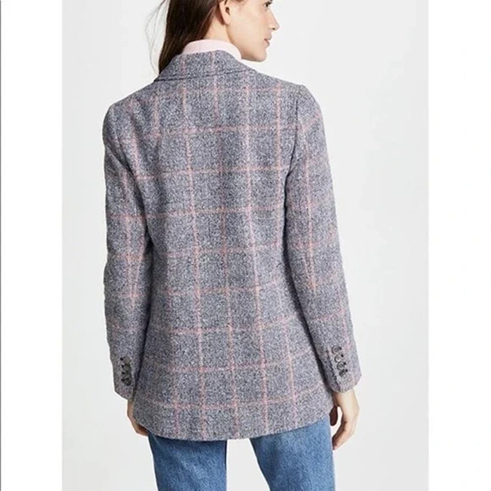 REBECCA TAYLOR Tweedy Blazer Plaid Navy Wool Alpaca Blend - Picture 4 of 10